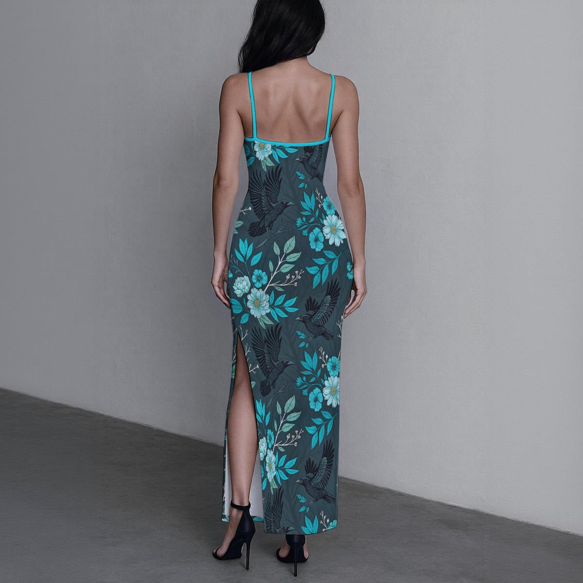 Women's Cute Floral Long Dress with Slit