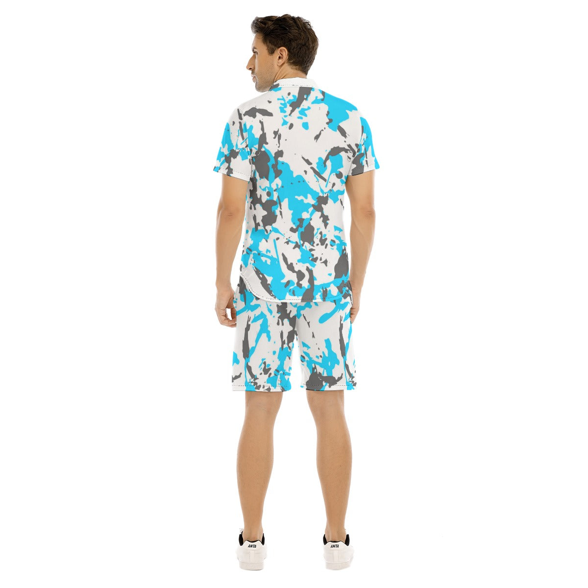 Men's Paint Splatter Short Sleeve Shirt Set