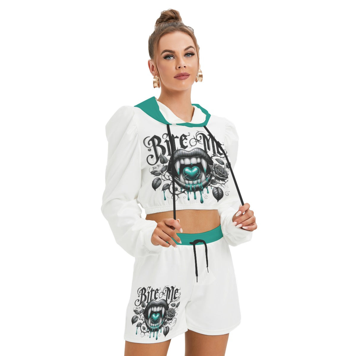 Bite Me Women's Micro Fleece Hoodie And Shorts Set