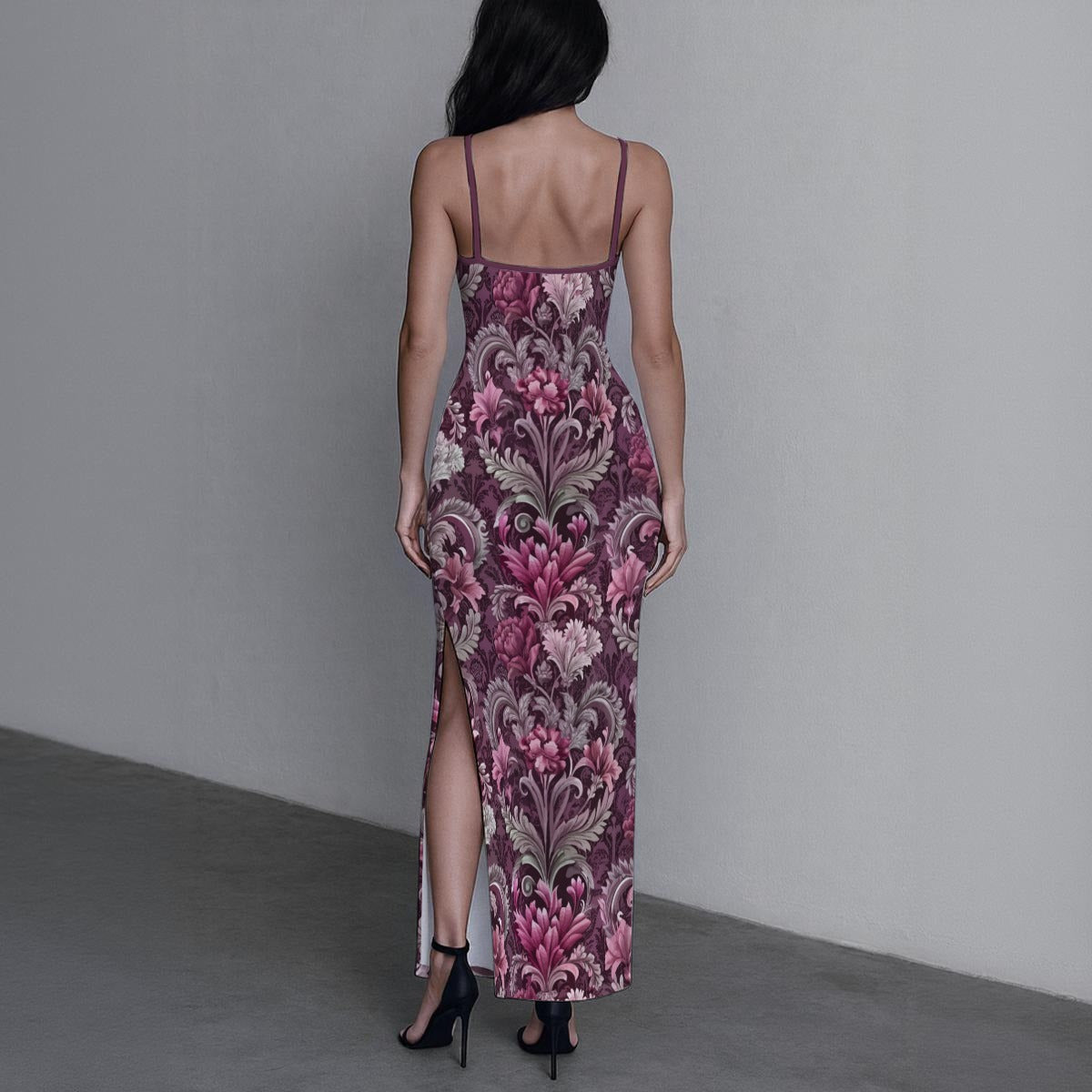 Women's Cute Floral Long Dress with Slit