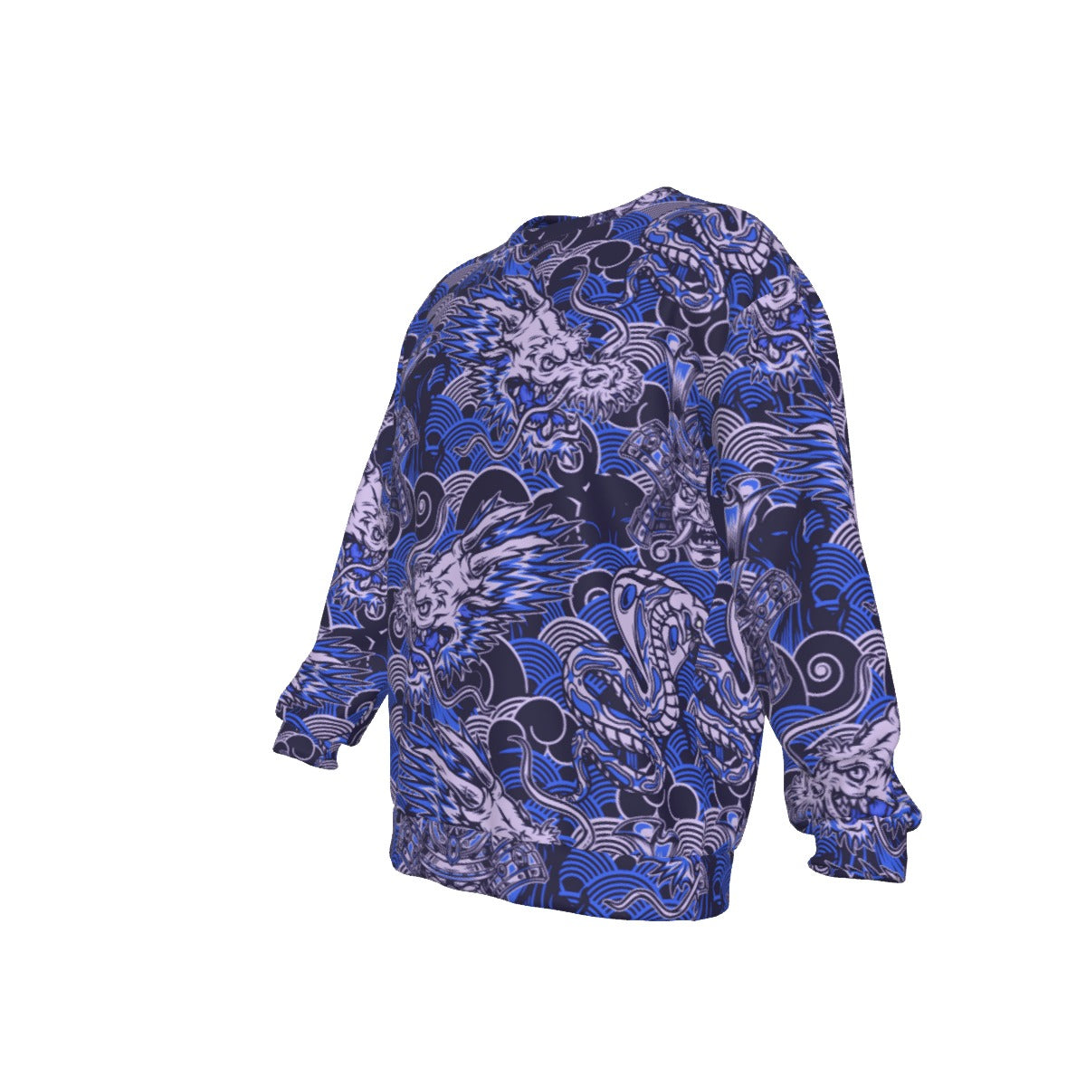 Vintage Japanese Men's Drop Shoulder Round Neck Long-Sleeved Sweatshirt