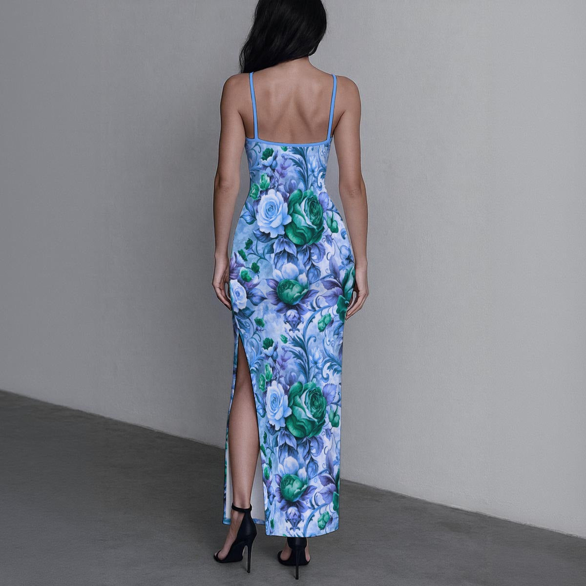 Women's Whispering Petals Long Dress with Slit