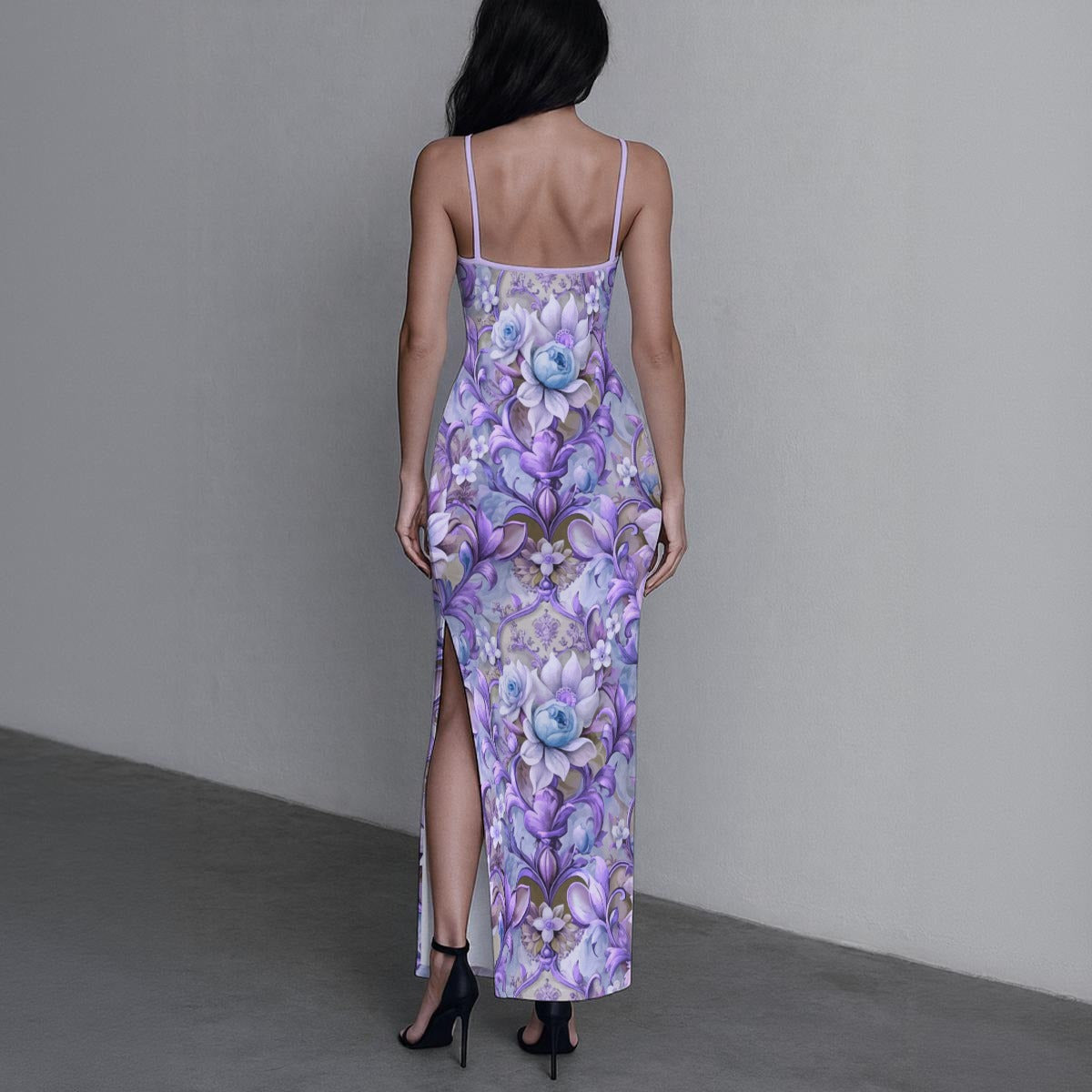 Women's Whispering Petals Long Dress with Slit