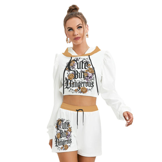 Cute But Dangerous Women's Micro Fleece Hoodie And Shorts Set