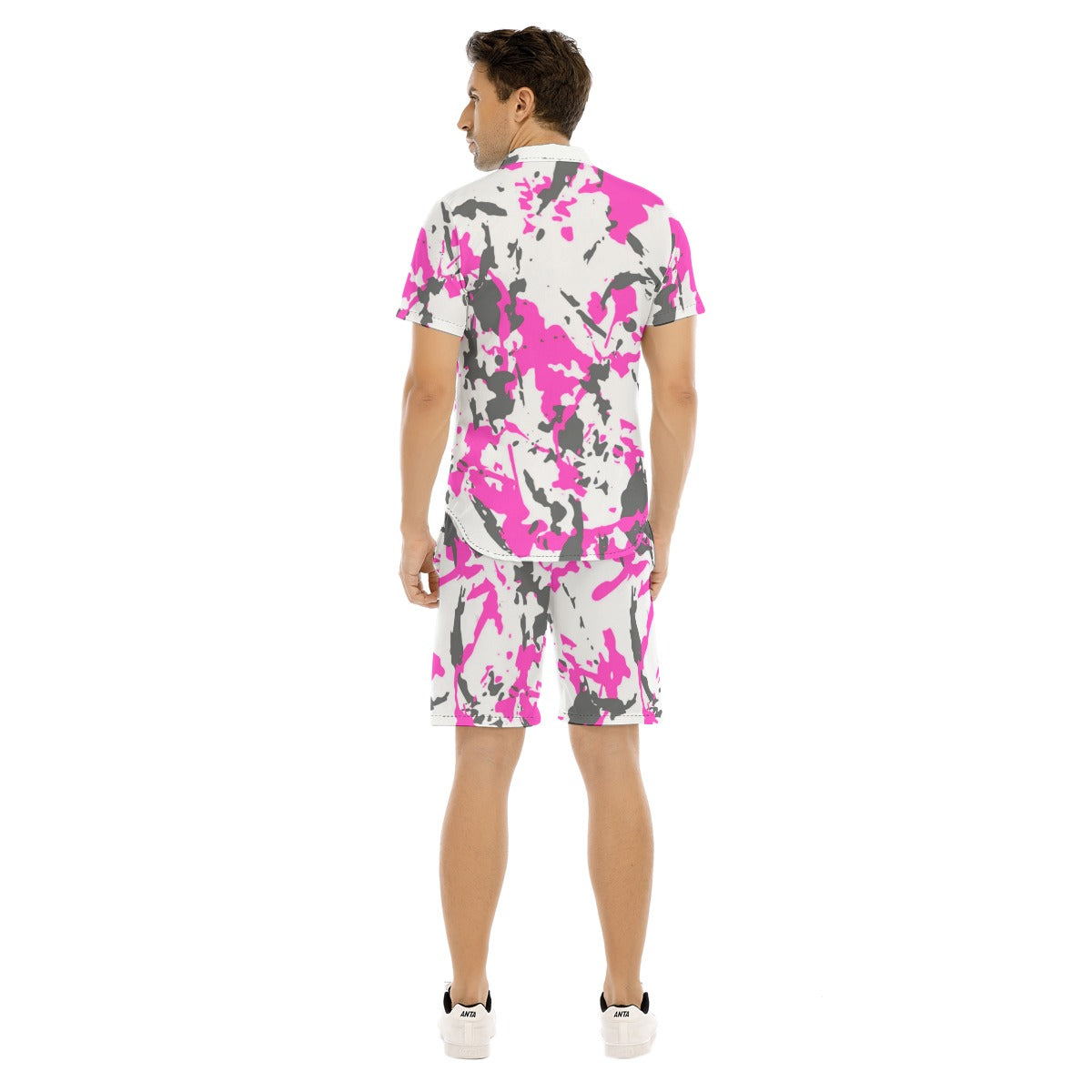 Men's Paint Splatter Short Sleeve Shirt Set