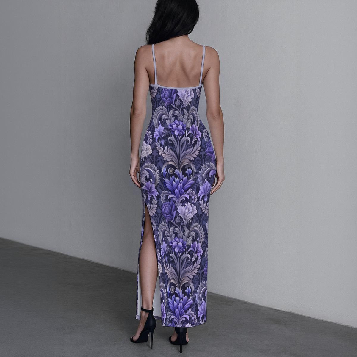 Women's Cute Floral Long Dress with Slit