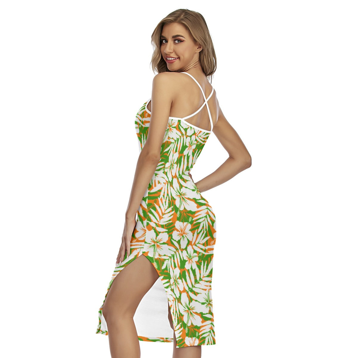 Beach Vibes Back Cross Cami Dress