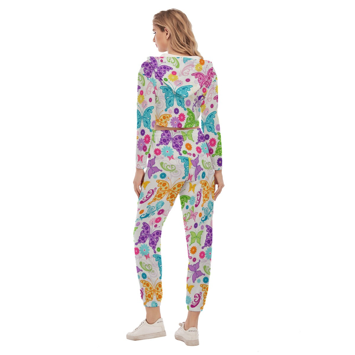 Women's Spring Time Vibes Crop Hoodie Sports Set