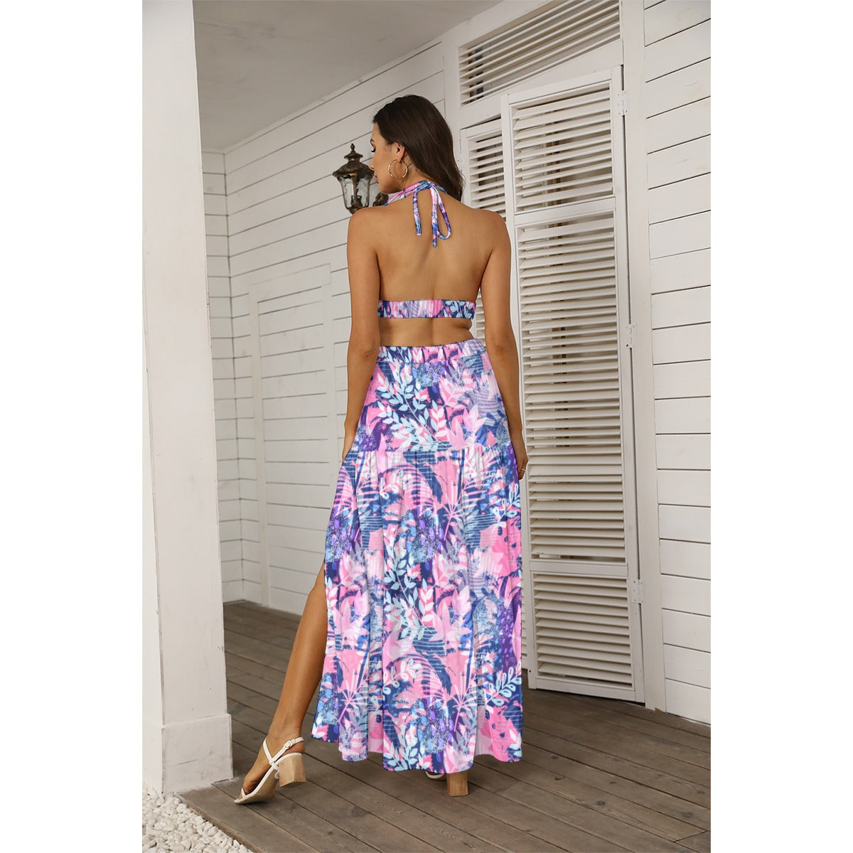 Women's Tropic Summer Vibes Tie Back Wrap Dress