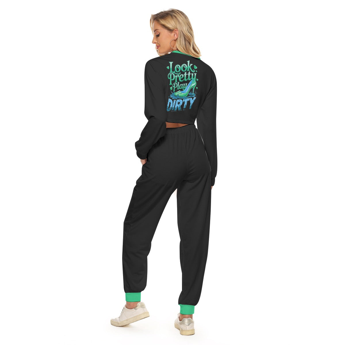 Look Pretty Play Dirty Women's Crop Sweatshirt Suit