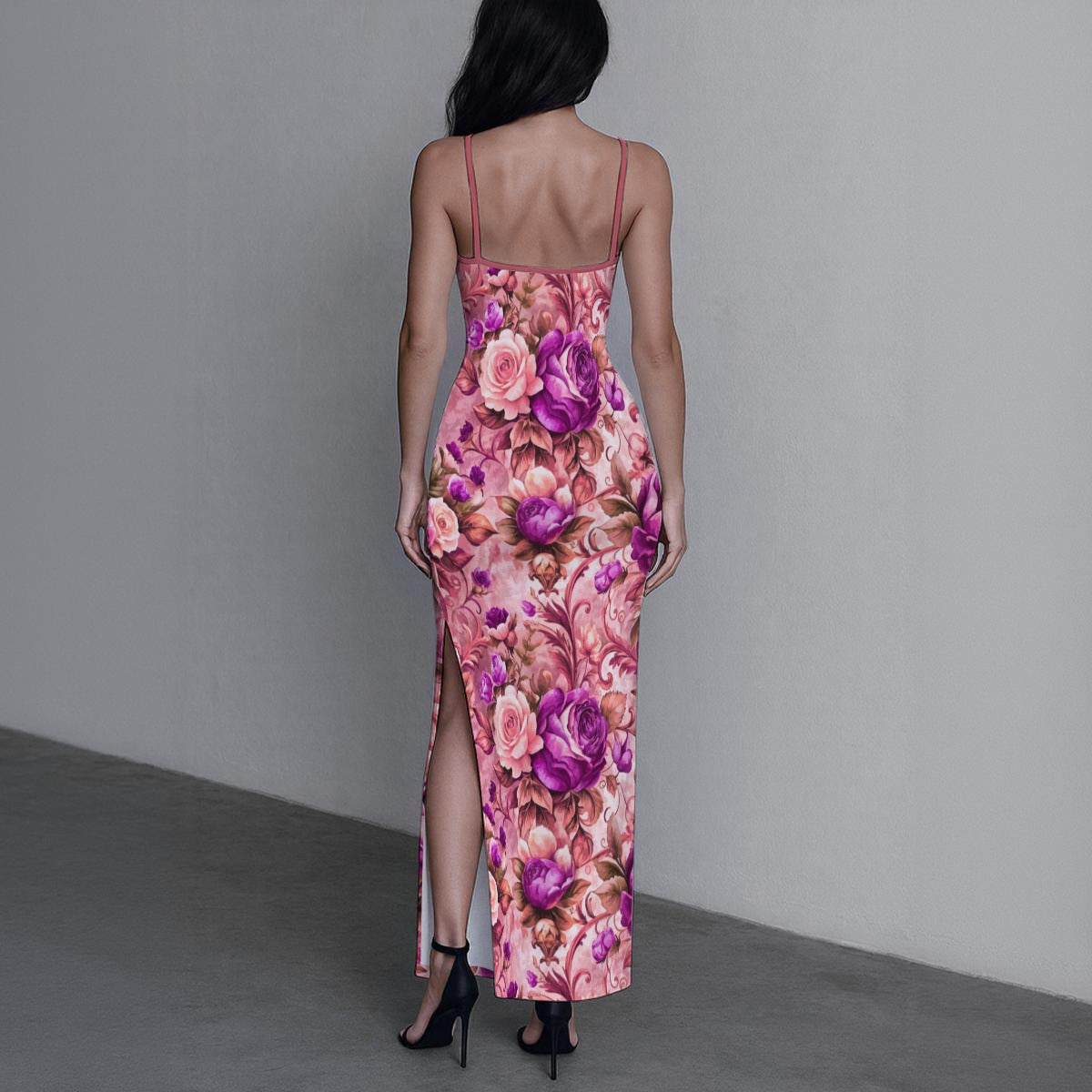 Women's Whispering Petals Long Dress with Slit