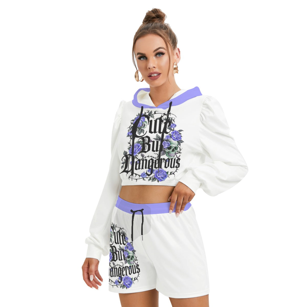 Cute But Dangerous Women's Micro Fleece Hoodie And Shorts Set