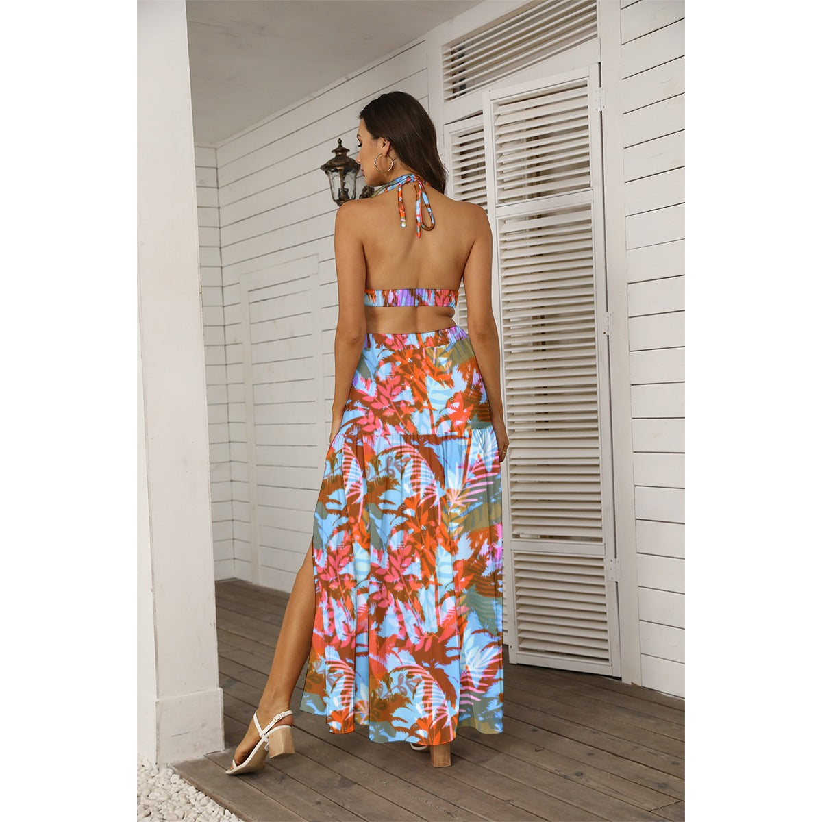 Women's Tropic Summer Vibes Tie Back Wrap Dress