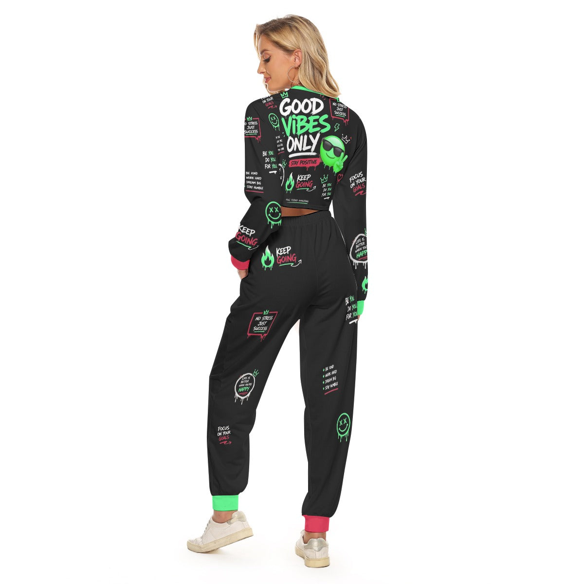 Only Good Vibes Women's Crop Sweatshirt Suit