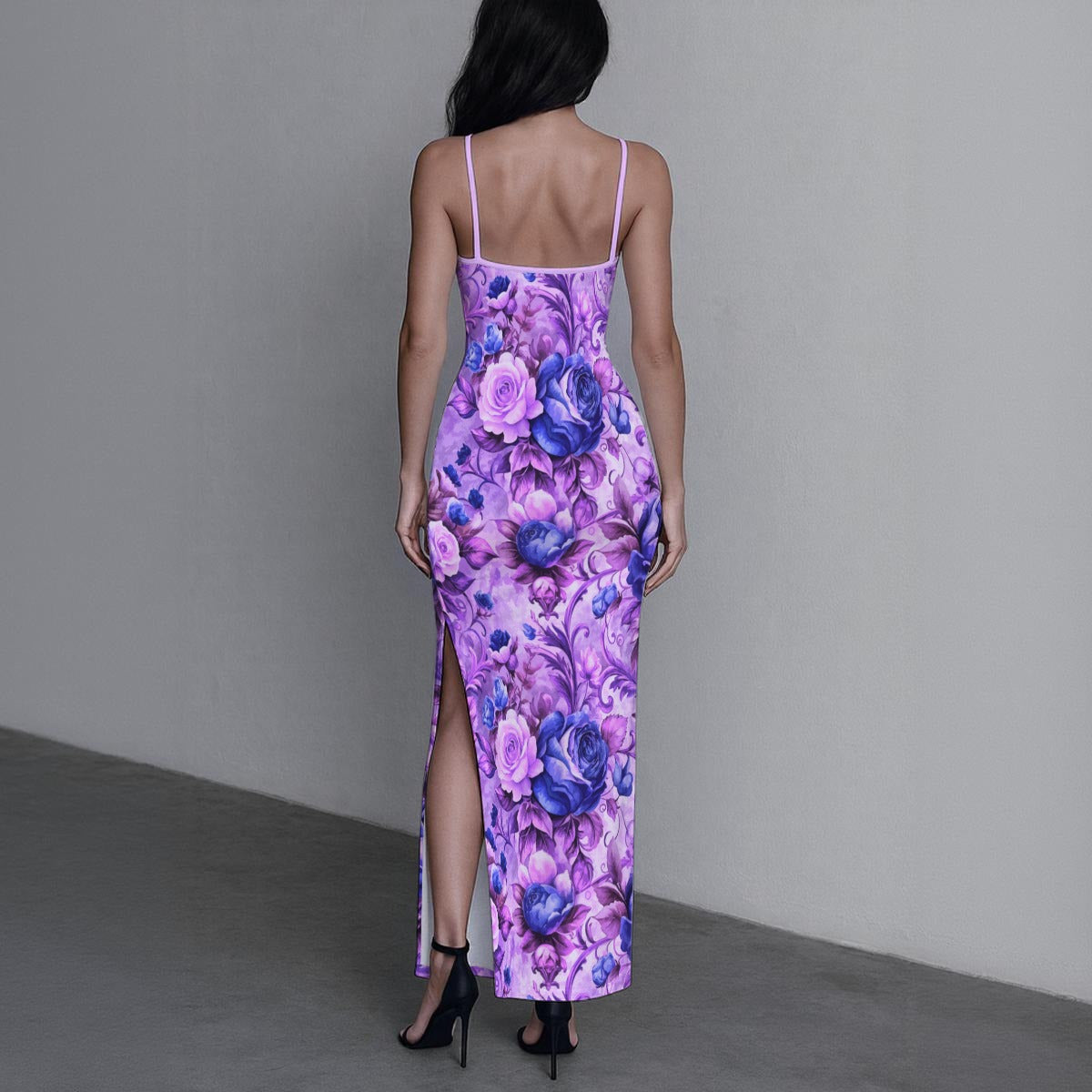 Women's Whispering Petals Long Dress with Slit
