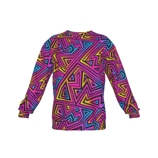 Bright Geometric Men's Drop Shoulder Round Neck Long-Sleeved Sweatshirt