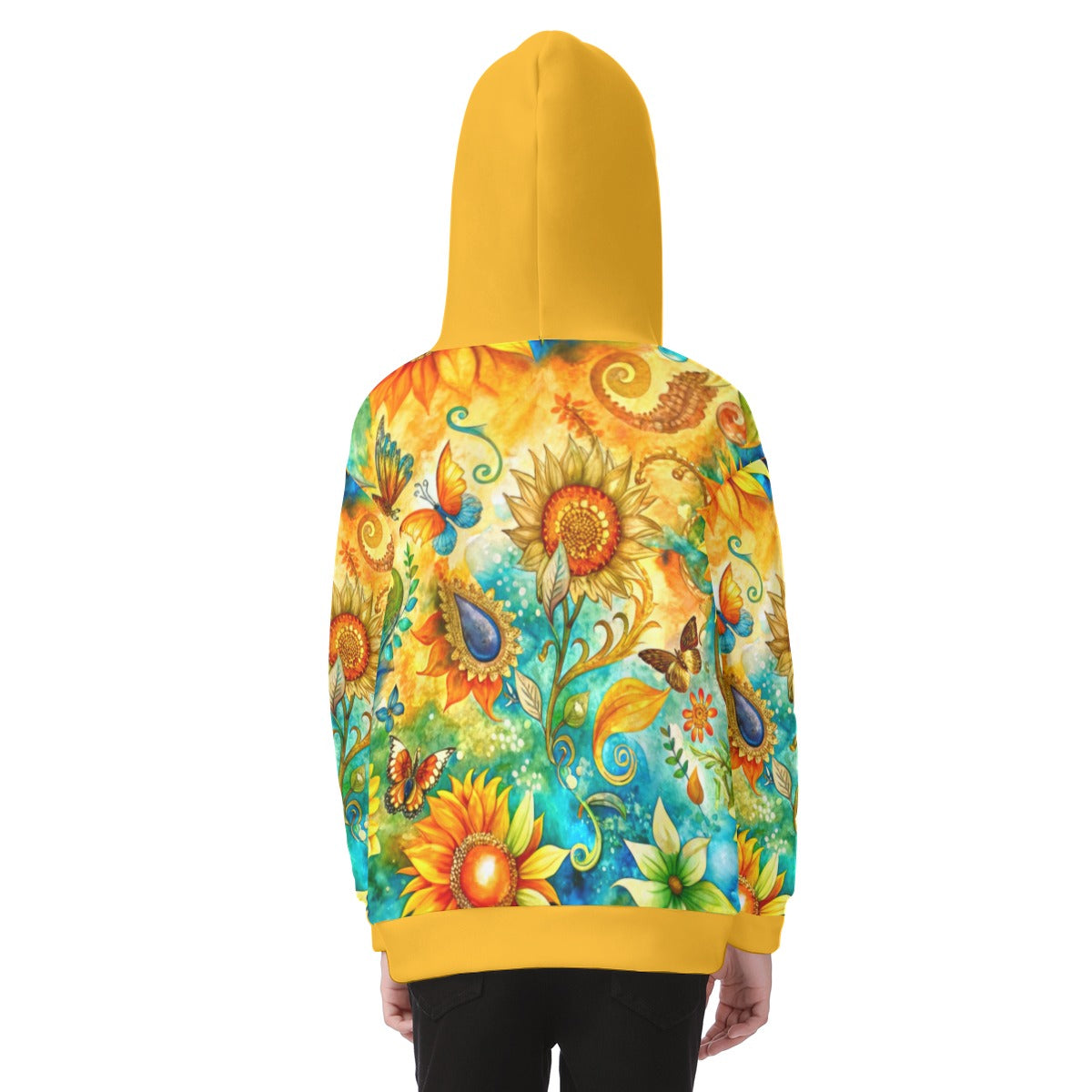 Kid's Sunflower Garden Heavy Fleece Zip Up Hoodie