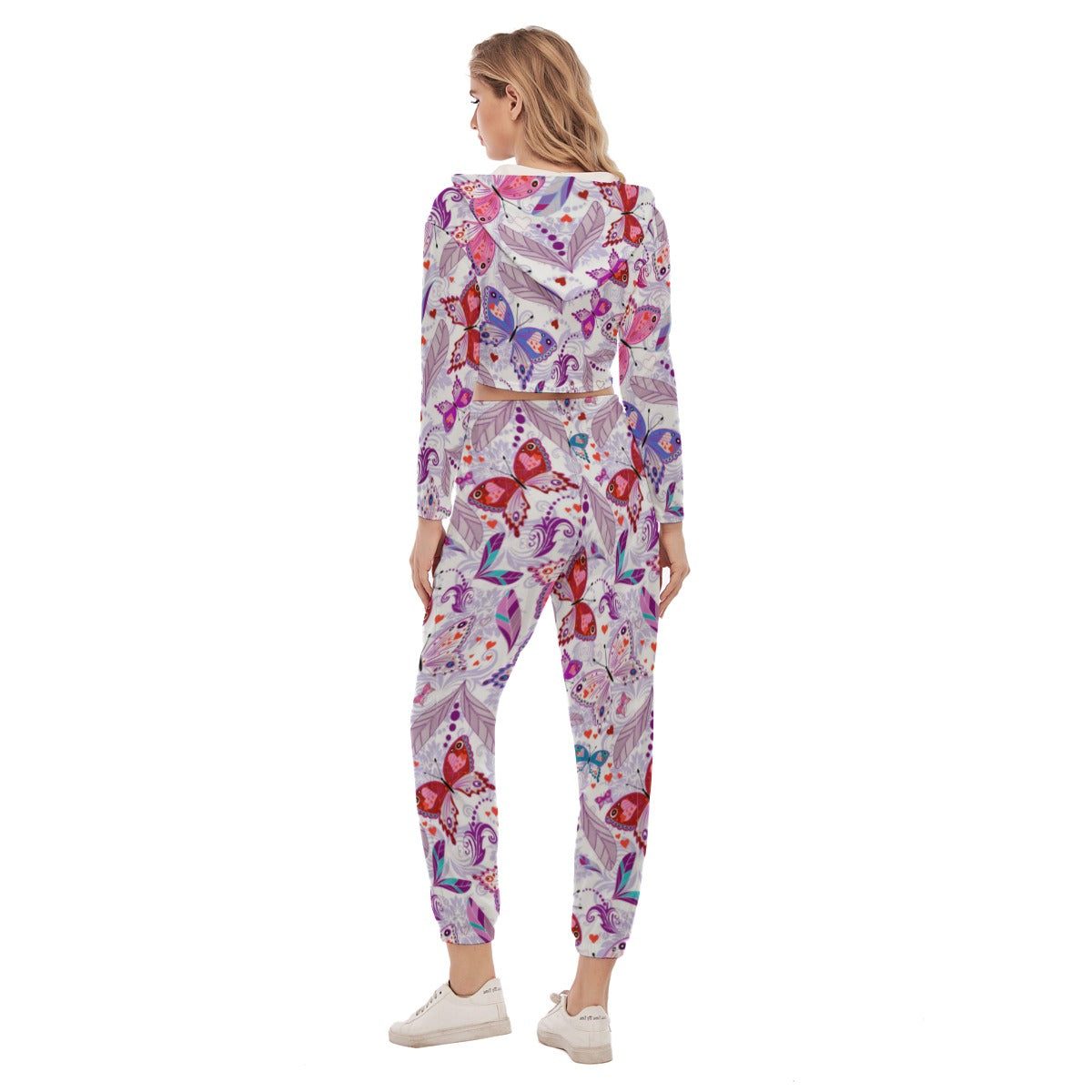Women's Spring Time Vibes Crop Hoodie Sports Set