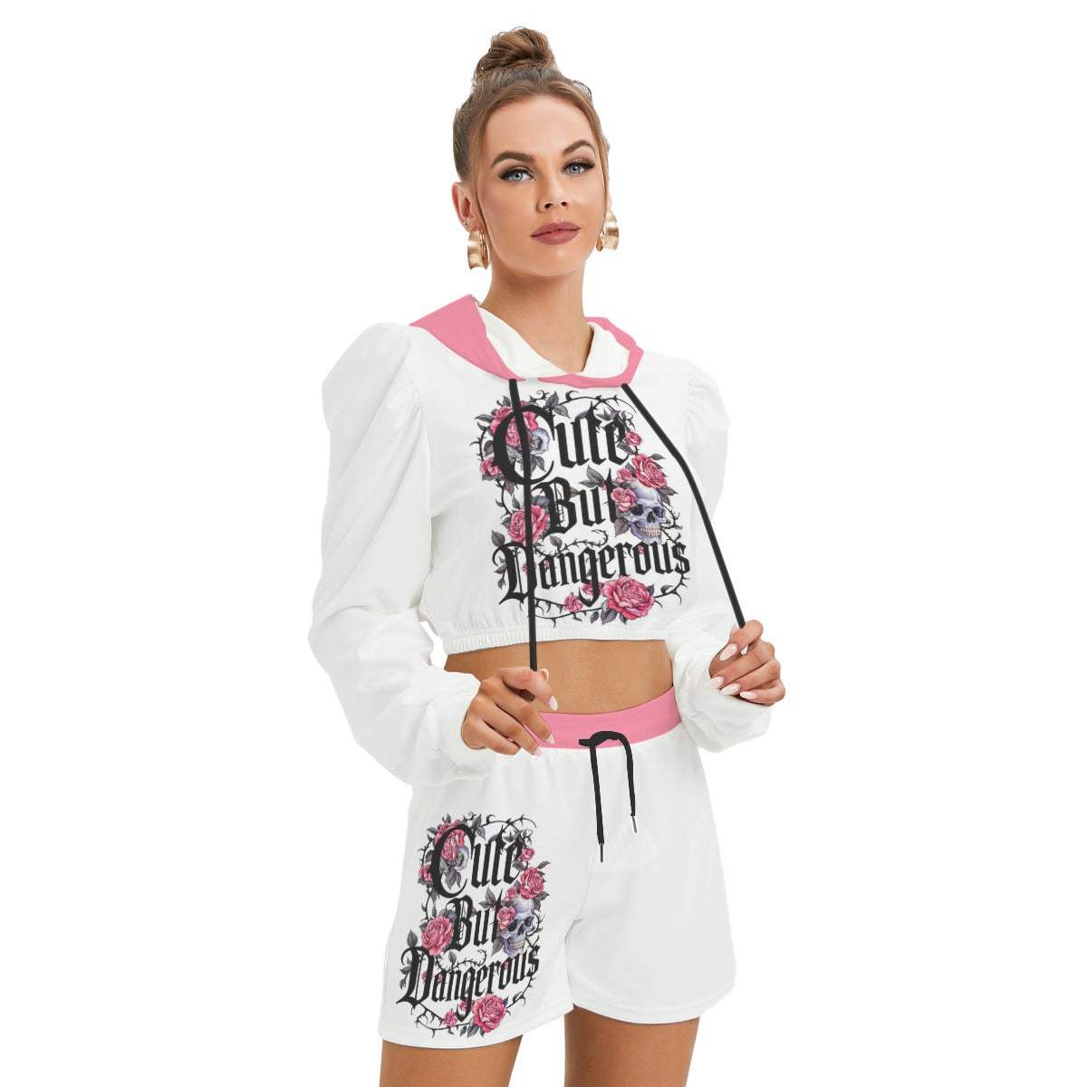 Cute But Dangerous Women's Micro Fleece Hoodie And Shorts Set