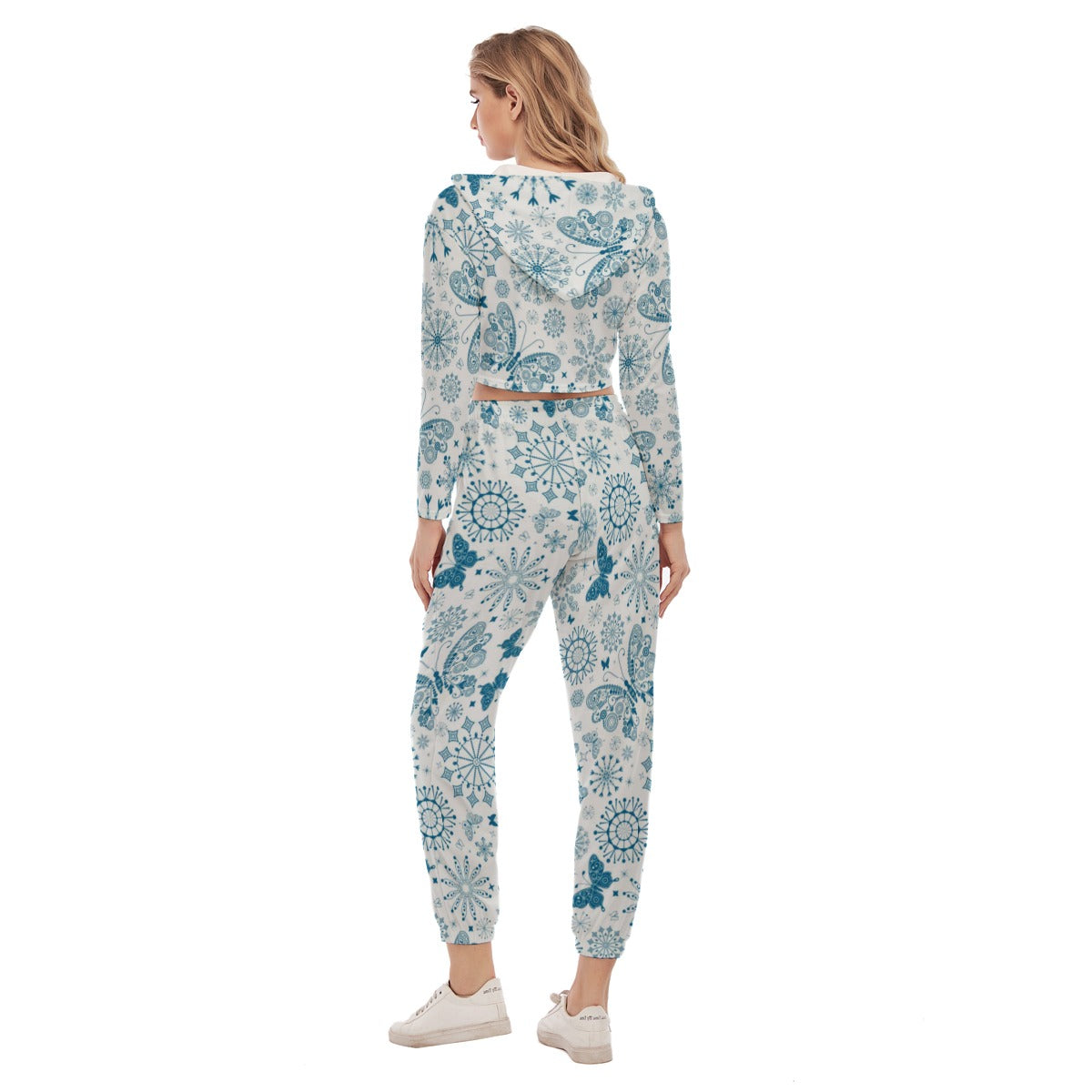 Women's Spring Time Vibes Crop Hoodie Sports Set