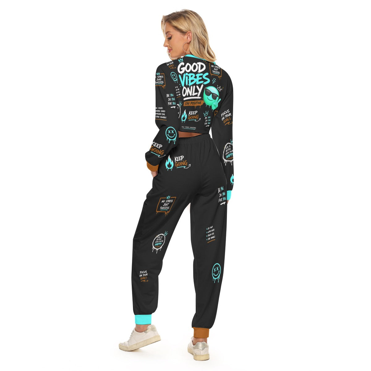 Only Good Vibes Women's Crop Sweatshirt Suit