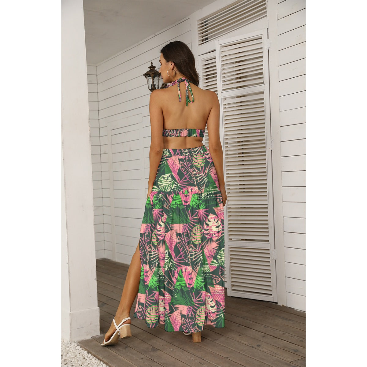 Women's Tropic Summer Vibes Tie Back Wrap Dress