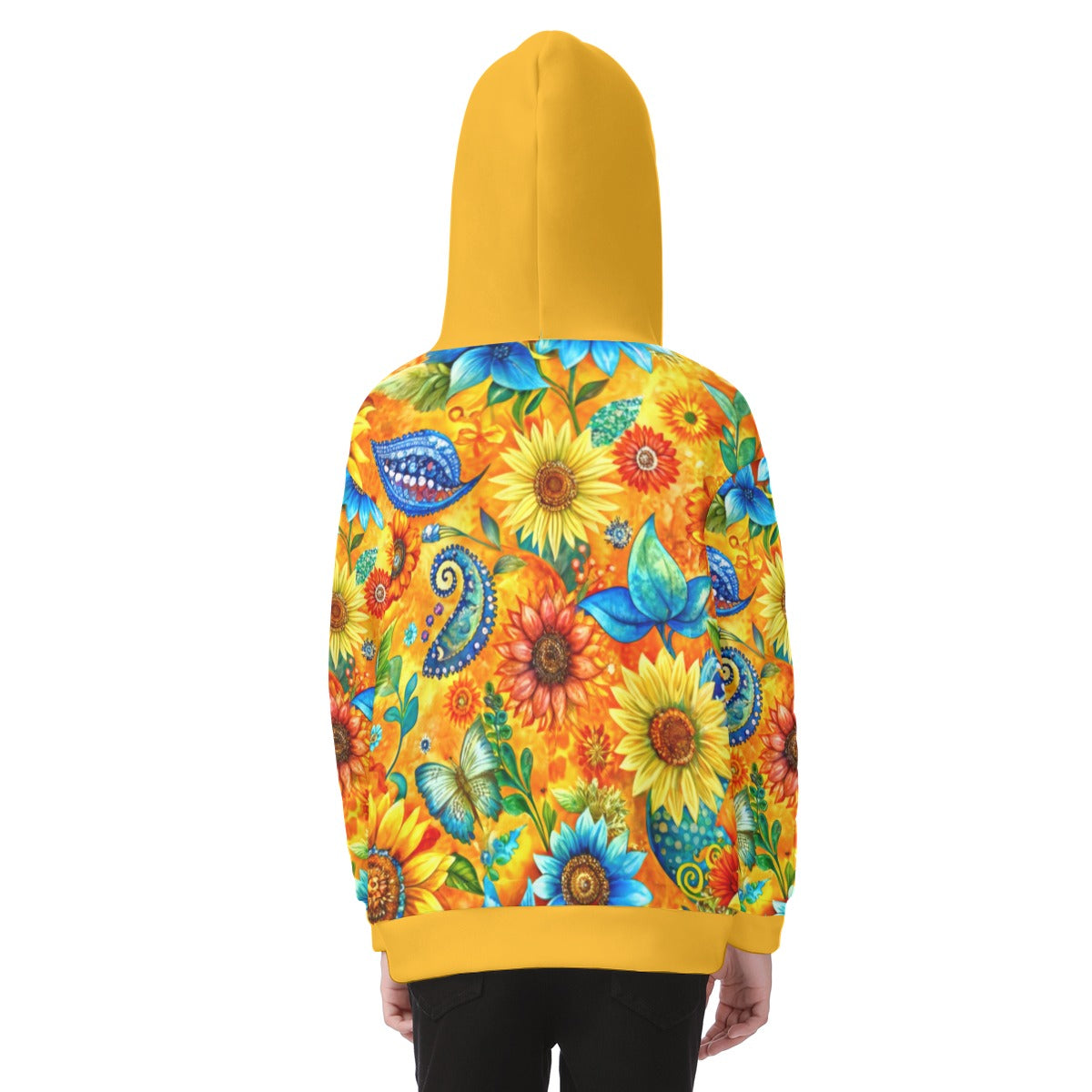 Kid's Sunflower Garden Heavy Fleece Zip Up Hoodie