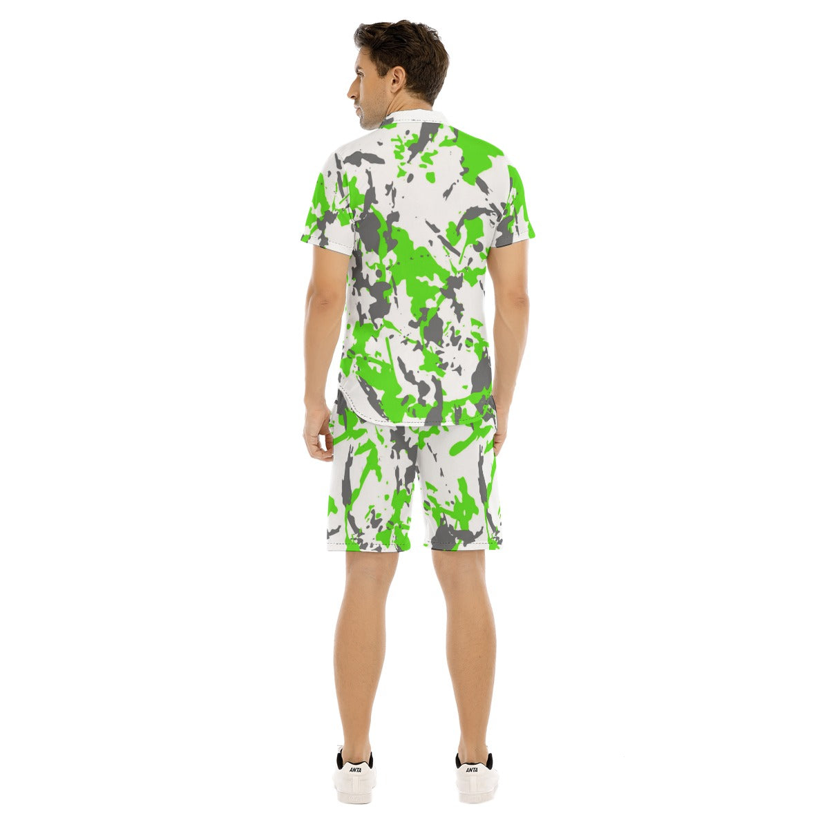 Men's Paint Splatter Short Sleeve Shirt Set