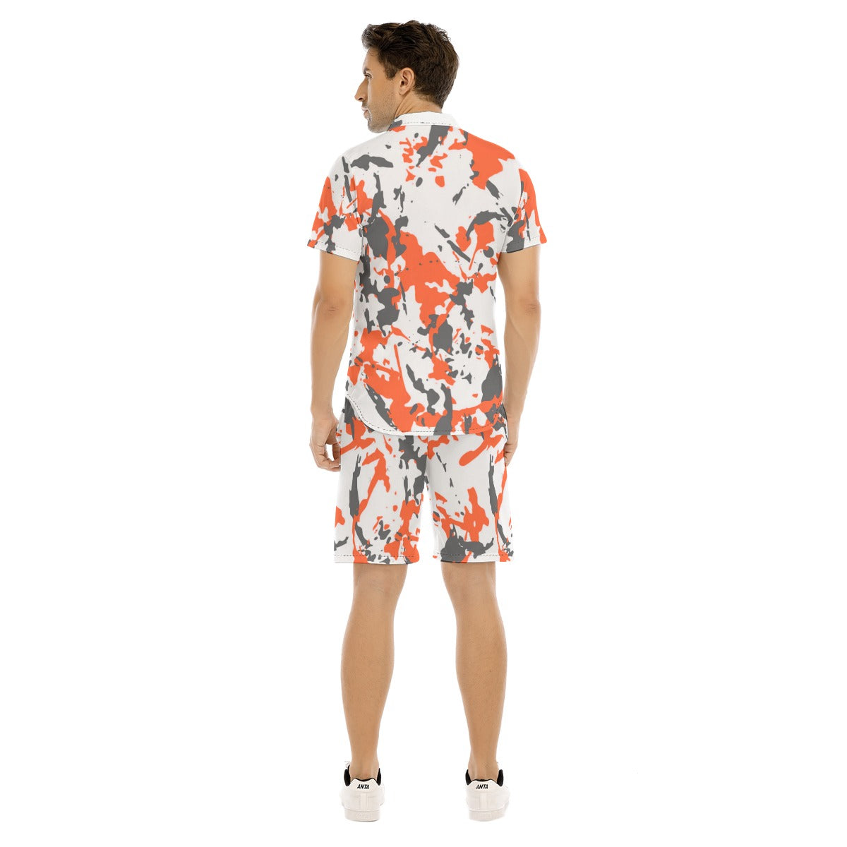 Men's Paint Splatter Short Sleeve Shirt Set