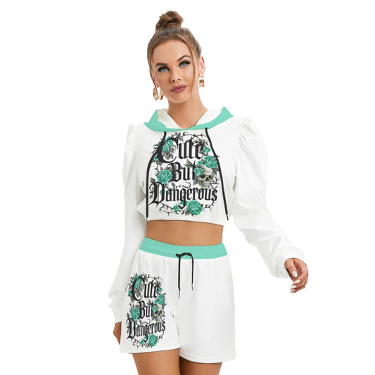 Cute But Dangerous Women's Micro Fleece Hoodie And Shorts Set