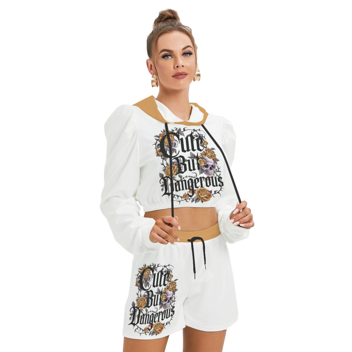 Cute But Dangerous Women's Micro Fleece Hoodie And Shorts Set