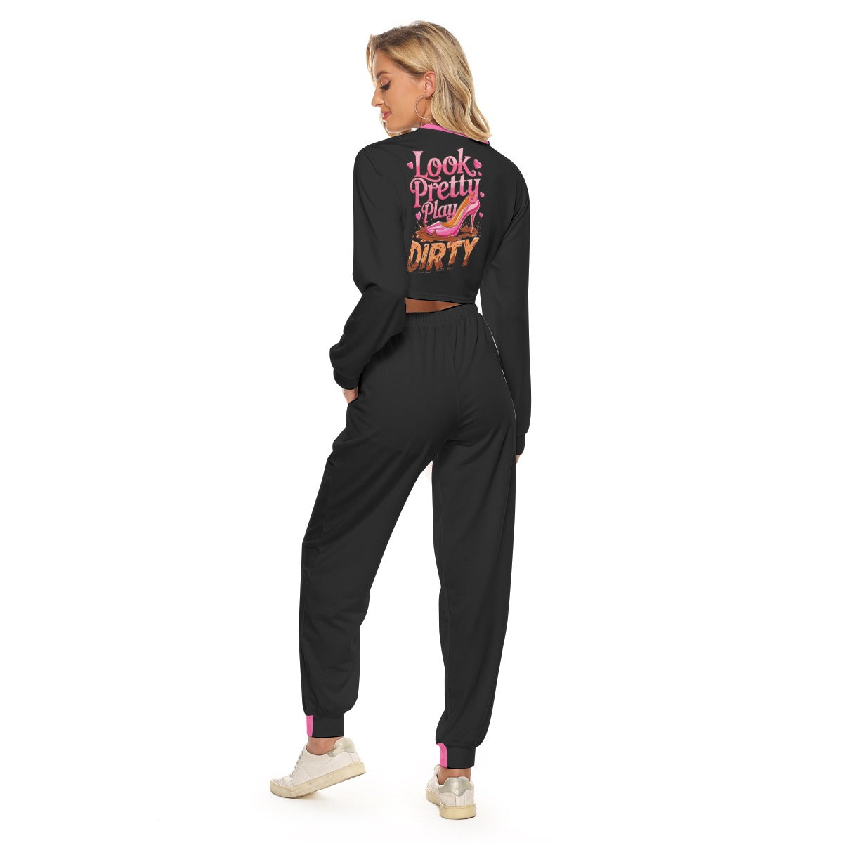 Look Pretty Play Dirty Women's Crop Sweatshirt Suit