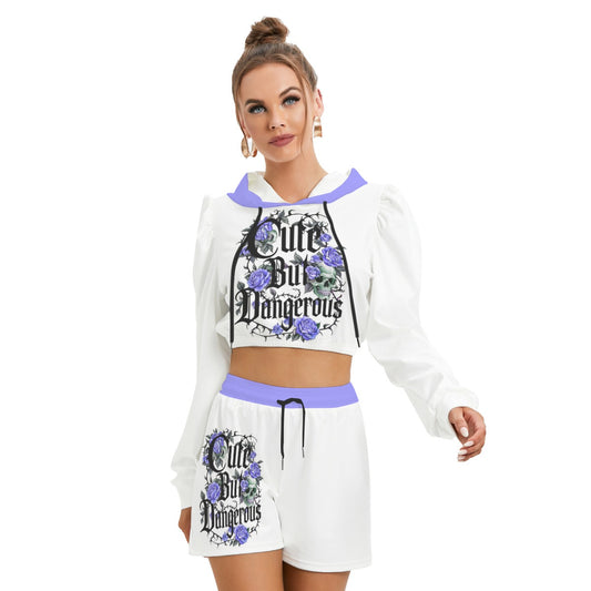 Cute But Dangerous Women's Micro Fleece Hoodie And Shorts Set