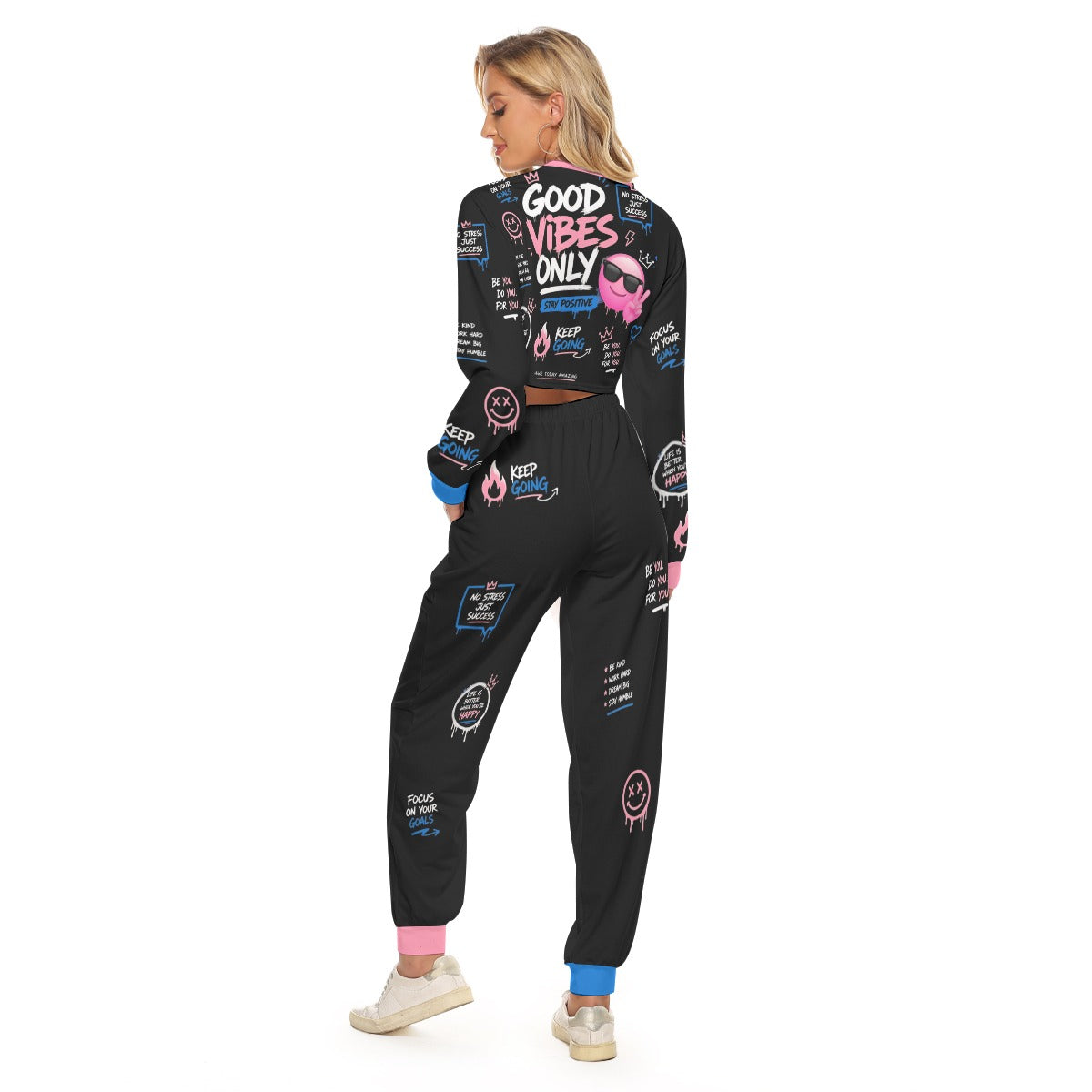 Only Good Vibes Women's Crop Sweatshirt Suit