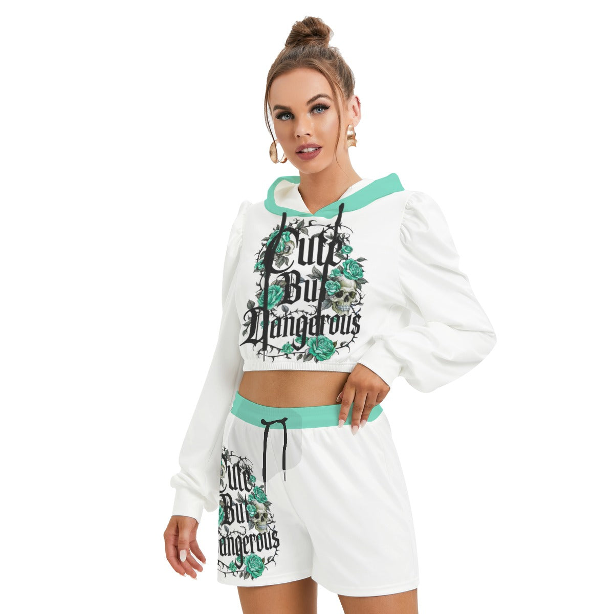 Cute But Dangerous Women's Micro Fleece Hoodie And Shorts Set