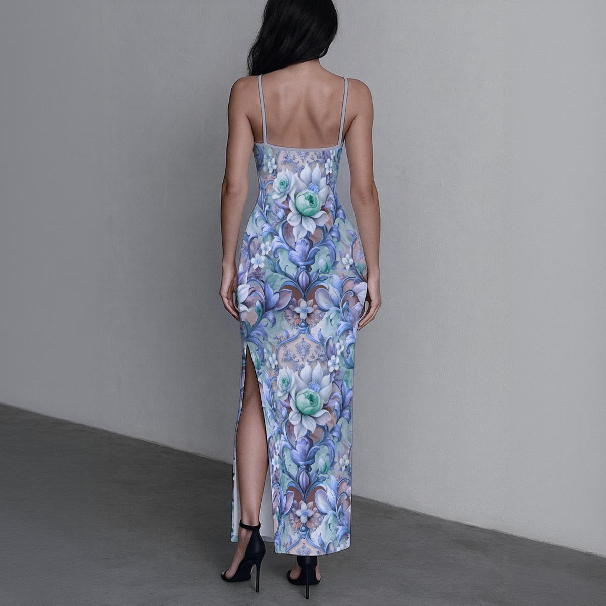 Women's Whispering Petals Long Dress with Slit