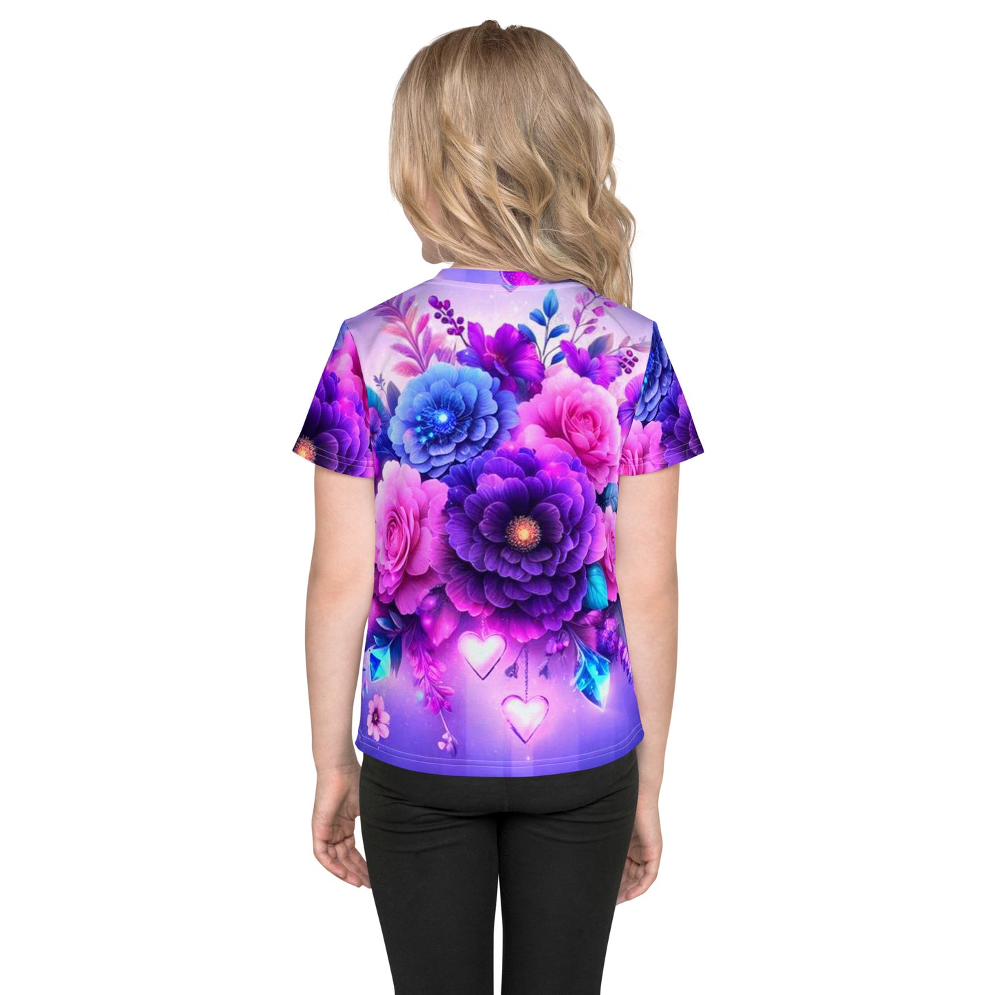 Kids Colorful Flowers crew neck t-shirt