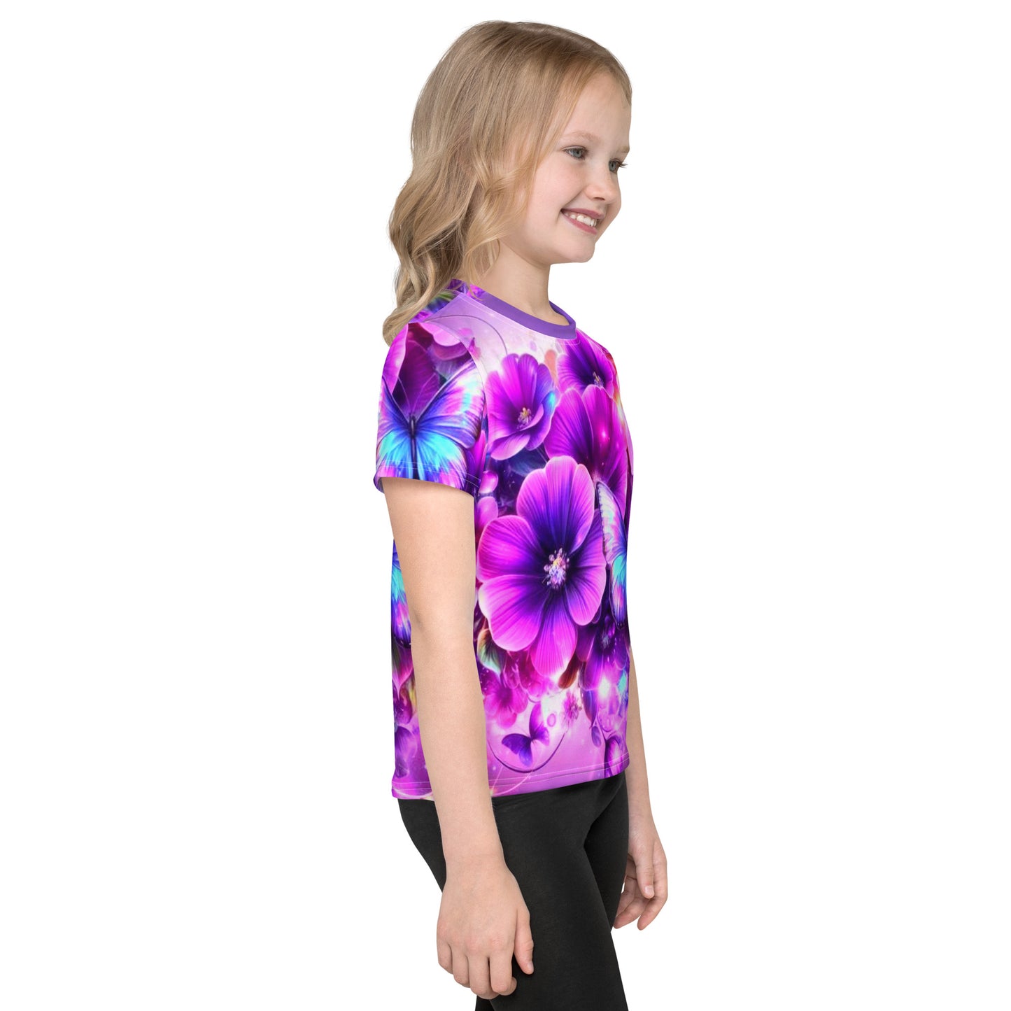 Kids Colorful Flowers crew neck t-shirt