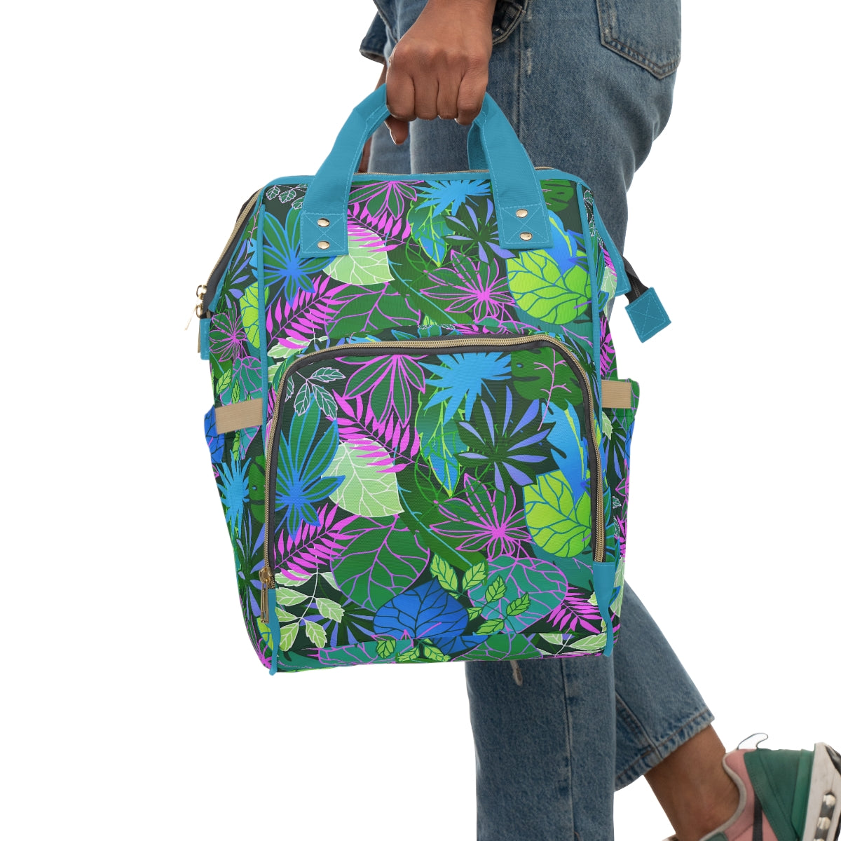 Neon Leaves Multifunctional Backpack