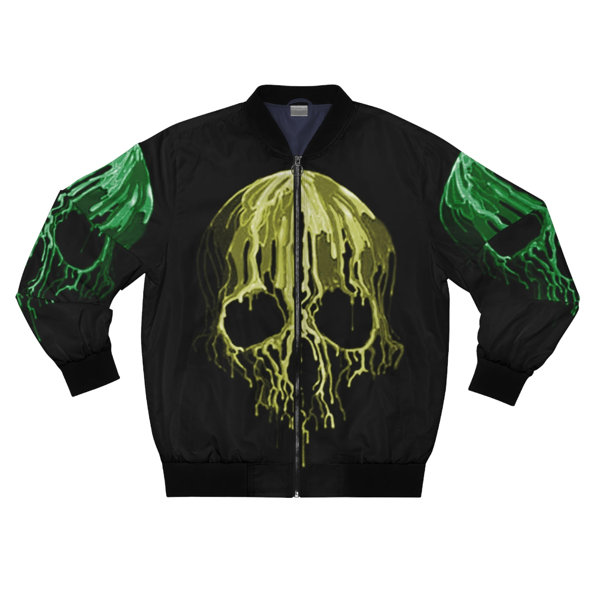 Yellow & Green Drippy Skull Bomber Jacket