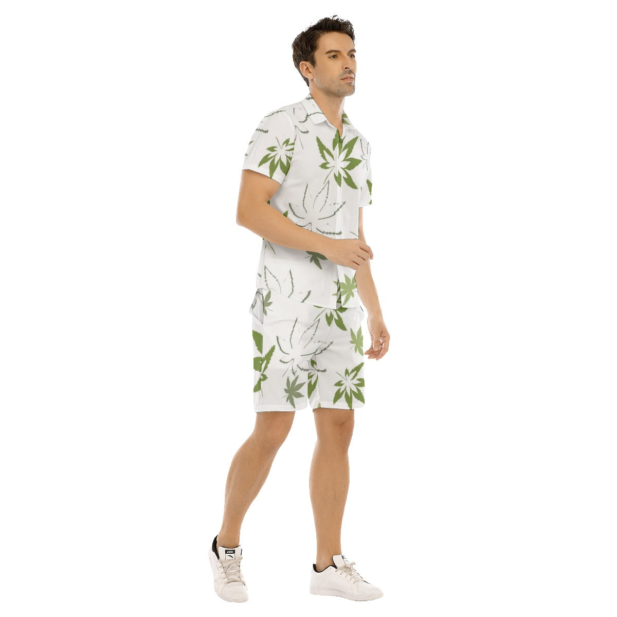 Men's Colorful Pot Leaves Short Sleeve Shirt Sets