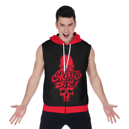 Skate Or Die Men's Zip-up Sleeveless Hoodie