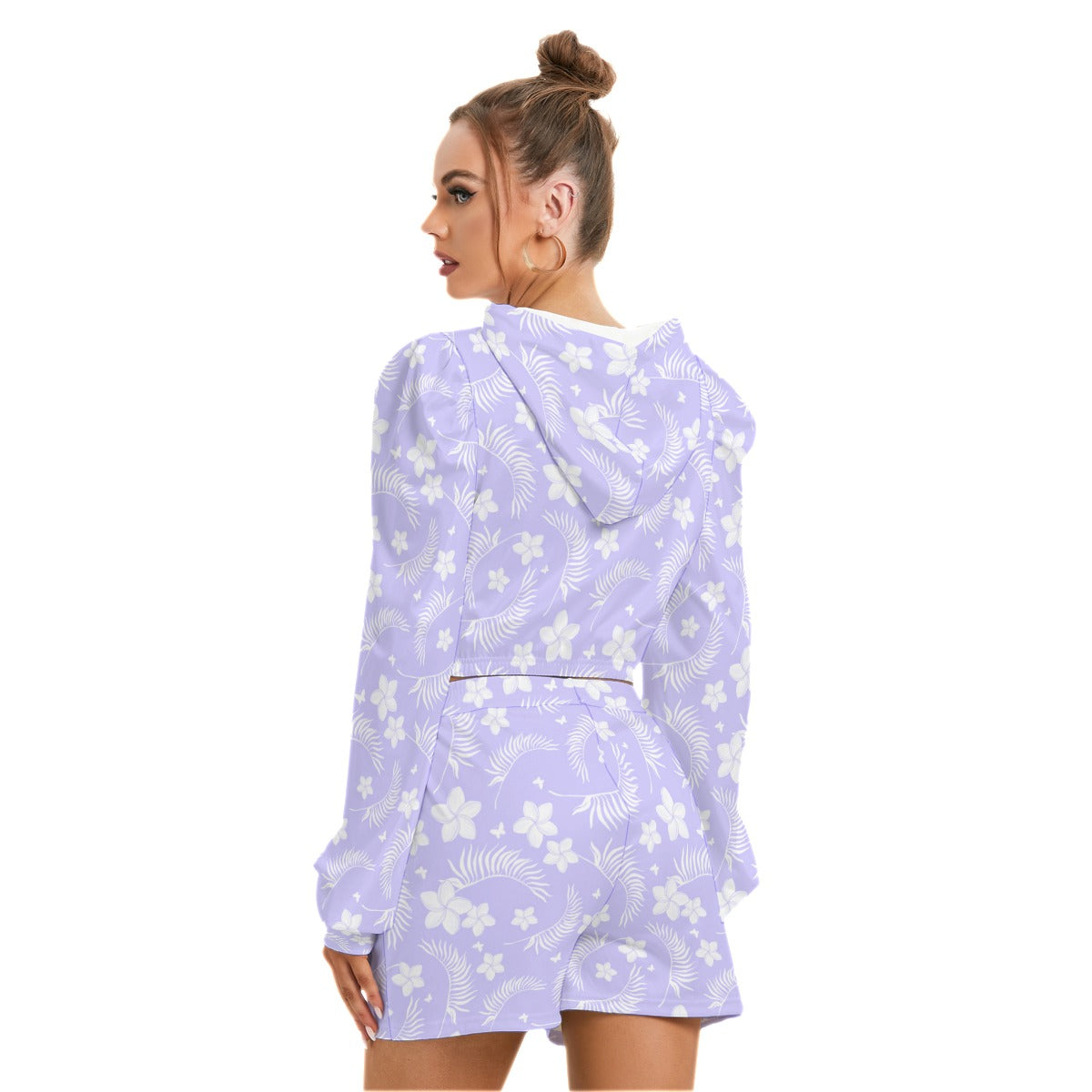 Tropical Flowers Women's Micro Fleece Hoodie And Shorts Set