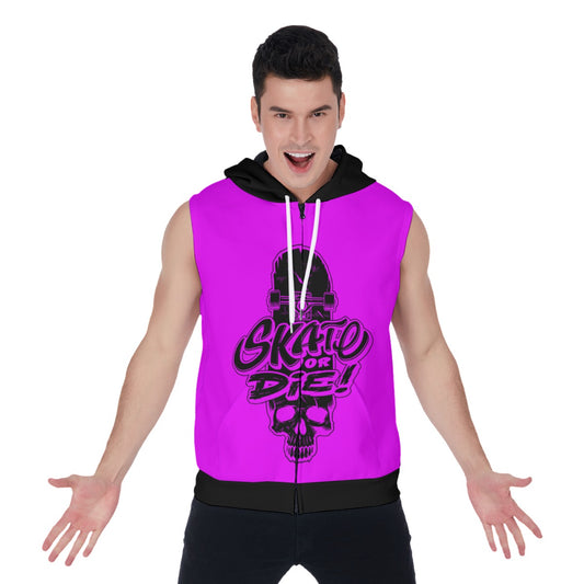 Skate Or Die Men's Zip-up Sleeveless Hoodie