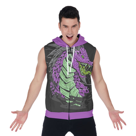 Dragon Men's Zipper-Up Sleeveless Hoodie