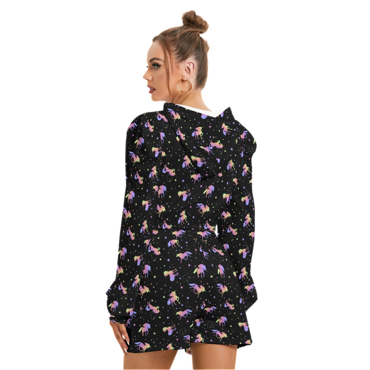 Unicorns & Stars Women's Micro Fleece Hoodie And Shorts Set