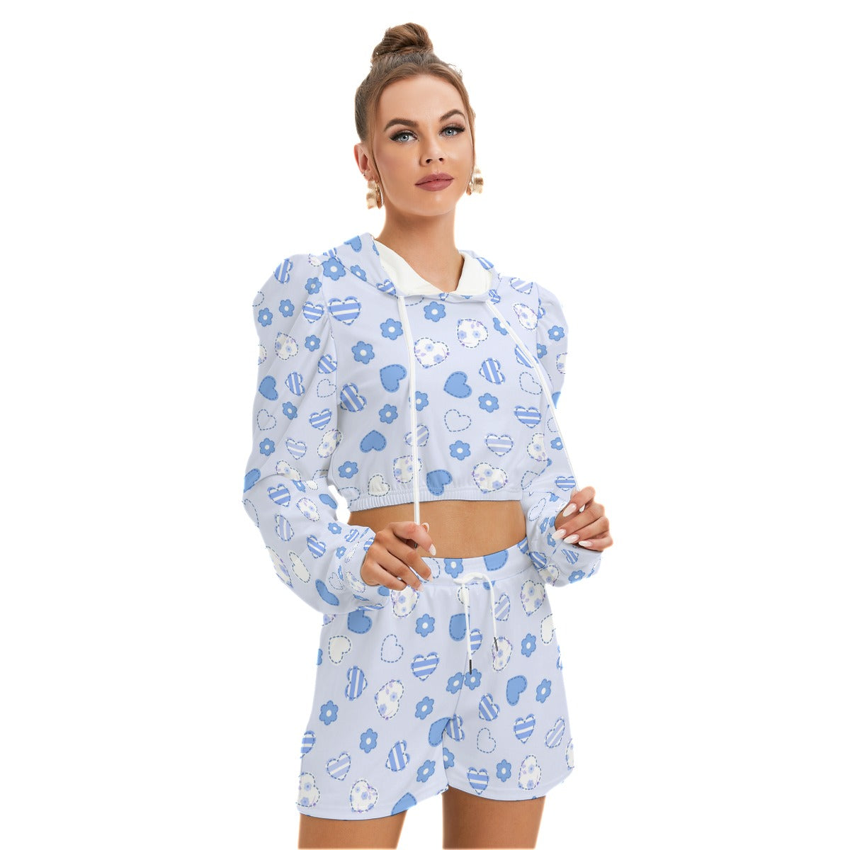 Hearts & Flowers Women's Micro Fleece Hoodie And Shorts Set