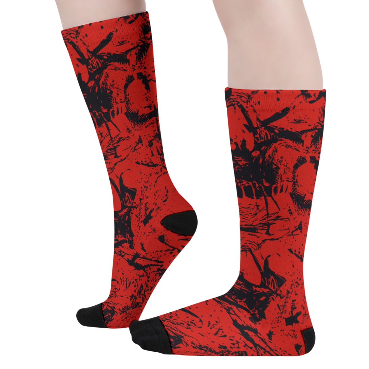 Red & Black Skull Gang Long Socks