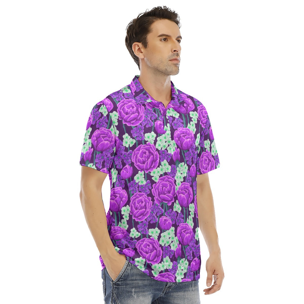 Purple Roses Men's Polo Shirt | Velvet