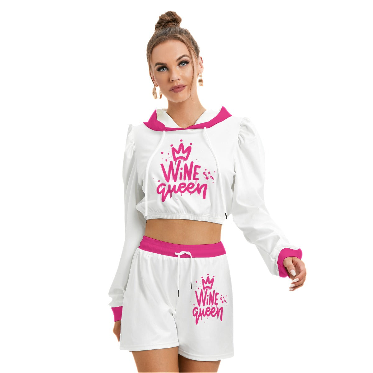 Wine Queen Women's Micro Fleece Hoodie And Shorts Set